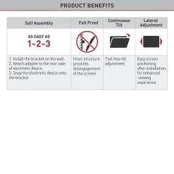 13 in. to 58 in. Tilt TV Wall Mount Black Continuous Tilt Lateral Adjustment by Barkan a Better Point of View -Electro Gear Shop barkan a better point of view tv mounts e314 44 1000