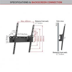 13 in. to 58 in. Tilt TV Wall Mount Black Continuous Tilt Lateral Adjustment by Barkan a Better Point of View -Electro Gear Shop barkan a better point of view tv mounts e314 4f 1000