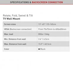 Barkan 13 in. to 65 in. Full Motion 4-Movement Continuous Tilt Cable Management TV Wall Mount in Black by Barkan a Better Point of View -Electro Gear Shop barkan a better point of view tv mounts e3433 1f 1000