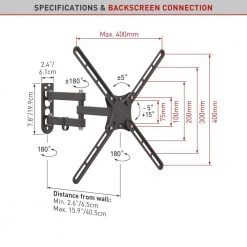 Barkan 13 in. to 65 in. Full Motion 4-Movement Continuous Tilt Cable Management TV Wall Mount in Black by Barkan a Better Point of View -Electro Gear Shop barkan a better point of view tv mounts e3433 4f 1000