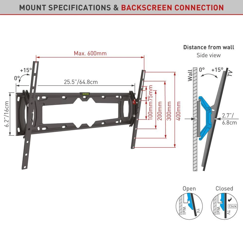 Barkan 32 in to 90 in Tilt Flat / Curved TV Wall Mount, up to 132 lbs by Barkan a Better Point of View 6 Barkan 32 in to 90 in Tilt Flat / Curved TV Wall Mount, up to 132 lbs by Barkan a Better Point of View - Image 6