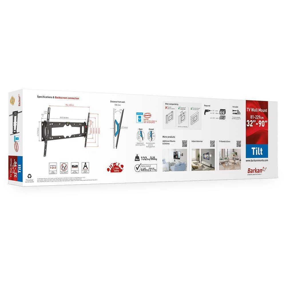 Barkan 32 in to 90 in Tilt Flat / Curved TV Wall Mount, up to 132 lbs by Barkan a Better Point of View 9 Barkan 32 in to 90 in Tilt Flat / Curved TV Wall Mount, up to 132 lbs by Barkan a Better Point of View - Image 9