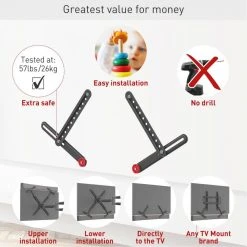 Barkan 13" to 80" Soundbar Mount, Black, Universal, Easy Assembly, No Drill by Barkan a Better Point of View 8 Barkan 13" to 80" Soundbar Mount, Black, Universal, Easy Assembly, No Drill by Barkan a Better Point of View -Electro Gear Shop barkan a better point of view tv mounts e820 online b 1d 1000