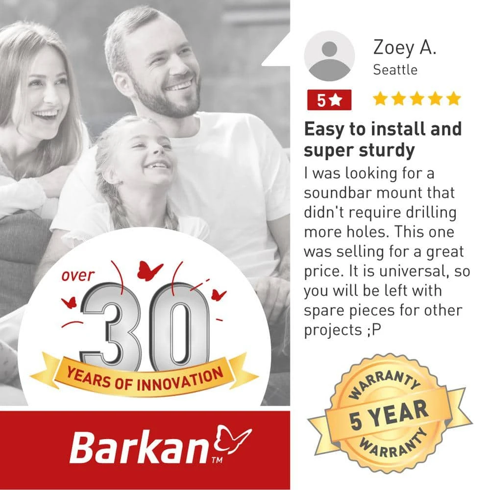 Barkan 13" to 80" Soundbar Mount, Black, Universal, Easy Assembly, No Drill by Barkan a Better Point of View 6 Barkan 13" to 80" Soundbar Mount, Black, Universal, Easy Assembly, No Drill by Barkan a Better Point of View - Image 6