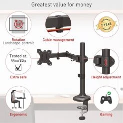 Barkan 13 - 32 in. Full Motion - 5 Movement Flat/Curved Monitor Desk Mount in Black by Barkan a Better Point of View -Electro Gear Shop barkan a better point of view tv mounts m121t 1d 1000