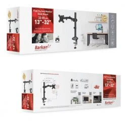 Barkan 13 - 32 in. Full Motion - 5 Movement Flat/Curved Monitor Desk Mount in Black by Barkan a Better Point of View -Electro Gear Shop barkan a better point of view tv mounts m121t 66 1000