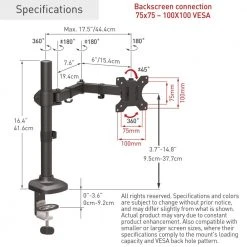 Barkan 13 - 32 in. Full Motion - 5 Movement Flat/Curved Monitor Desk Mount in Black by Barkan a Better Point of View -Electro Gear Shop barkan a better point of view tv mounts m121t c3 1000
