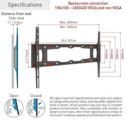 Barkan 29" to 75" Fixed No Stud Flat / Curved TV Wall Mount for Drywall, Black, No Drill, Very Low Profile by Barkan a Better Point of View 21 Barkan 29" to 75" Fixed No Stud Flat / Curved TV Wall Mount for Drywall, Black, No Drill, Very Low Profile by Barkan a Better Point of View -Electro Gear Shop barkan a better point of view tv mounts nd400 b 76 1000
