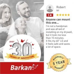 Barkan 29" to 75" Fixed No Stud Flat / Curved TV Wall Mount for Drywall, Black, No Drill, Very Low Profile by Barkan a Better Point of View 16 Barkan 29" to 75" Fixed No Stud Flat / Curved TV Wall Mount for Drywall, Black, No Drill, Very Low Profile by Barkan a Better Point of View -Electro Gear Shop barkan a better point of view tv mounts nd400 b c3 1000