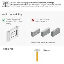 Barkan 29" to 75" Fixed No Stud Flat / Curved TV Wall Mount for Drywall, Black, No Drill, Very Low Profile by Barkan a Better Point of View 22 Barkan 29" to 75" Fixed No Stud Flat / Curved TV Wall Mount for Drywall, Black, No Drill, Very Low Profile by Barkan a Better Point of View -Electro Gear Shop barkan a better point of view tv mounts nd400 b d4 1000