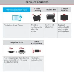 Barkan 29" to 58" Swivel & Tilt - 3 Movement Flat / Curved TV Tabletop Stand, Black, Patented, Vertical Adjustment by Barkan a Better Point of View -Electro Gear Shop barkan a better point of view tv mounts s320 b 1d 1000