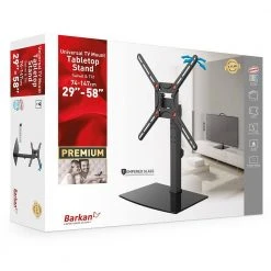 Barkan 29" to 58" Swivel & Tilt - 3 Movement Flat / Curved TV Tabletop Stand, Black, Patented, Vertical Adjustment by Barkan a Better Point of View -Electro Gear Shop barkan a better point of view tv mounts s320 b 76 1000