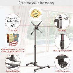 Barkan 13 in.- 65 in. Tilt Mobile TV Mount Cart Black Patented to Fit Various Screen Types Fall Proof by Barkan a Better Point of View 11 Barkan 13 in.- 65 in. Tilt Mobile TV Mount Cart Black Patented to Fit Various Screen Types Fall Proof by Barkan a Better Point of View -Electro Gear Shop barkan a better point of view tv mounts sw310h 1d 1000