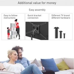 Barkan 13 - 83 in. Tilt Mobile TV Mount Cart with Metal Shelf Black Patented to Fit Various Screen Types Fall Proof by Barkan a Better Point of View 13 Barkan 13 - 83 in. Tilt Mobile TV Mount Cart with Metal Shelf Black Patented to Fit Various Screen Types Fall Proof by Barkan a Better Point of View -Electro Gear Shop barkan a better point of view tv mounts sw411h 66 1000