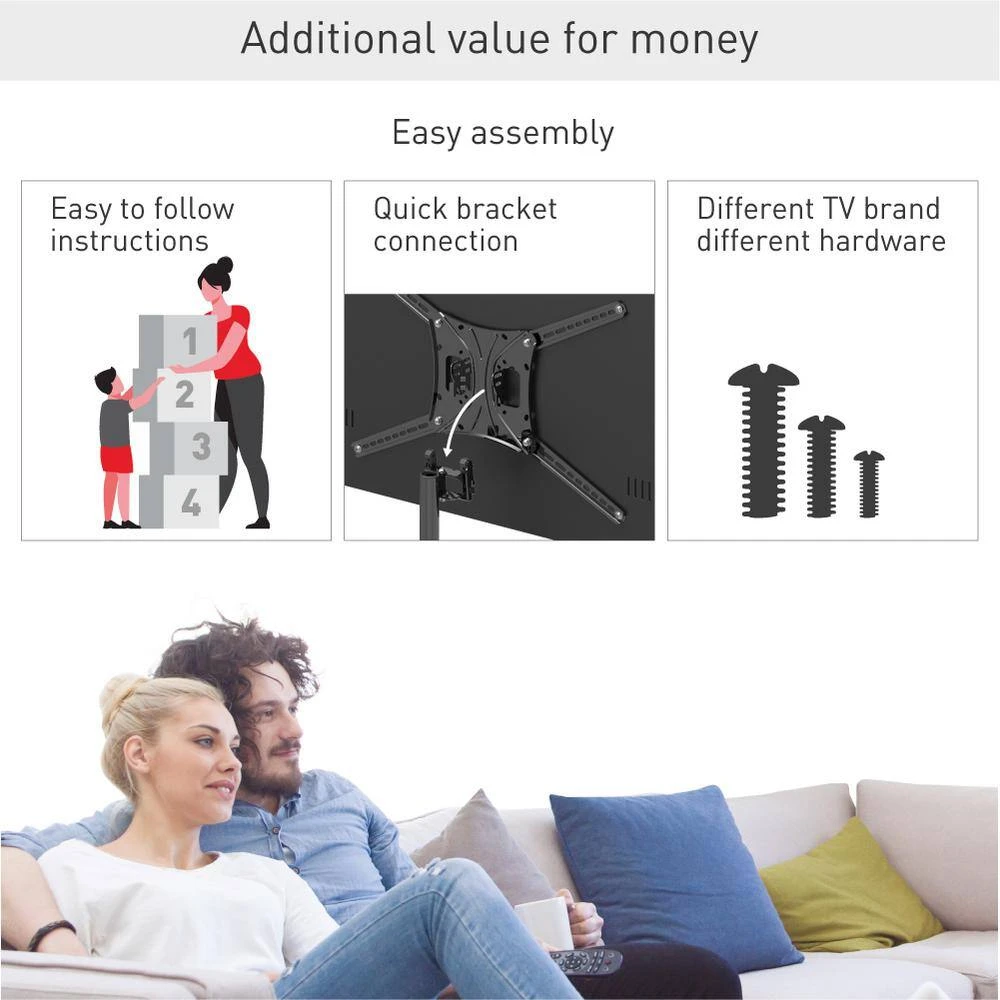 Barkan 13 - 83 in. Tilt Mobile TV Mount Cart with Metal Shelf Black Patented to Fit Various Screen Types Fall Proof by Barkan a Better Point of View 4 Barkan 13 - 83 in. Tilt Mobile TV Mount Cart with Metal Shelf Black Patented to Fit Various Screen Types Fall Proof by Barkan a Better Point of View - Image 4