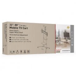 Barkan 32" to 80" Tilt & Vertical Adjustment Mobile TV Cart with 2 Shelves, Black, Tempered Glass, Lockable wheels by Barkan a Better Point of View 16 Barkan 32" to 80" Tilt & Vertical Adjustment Mobile TV Cart with 2 Shelves, Black, Tempered Glass, Lockable wheels by Barkan a Better Point of View -Electro Gear Shop barkan a better point of view tv mounts sw452 b 1f 1000