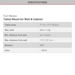 Barkan 7 in. - 14 in. Full Motion 4-Movement Tablet Mount for Wall and Cabinet Black Firm Tablet Clamp Very Low Profile by Barkan a Better Point of View -Electro Gear Shop black barkan a better point of view tablets accessories t72 4f 1000