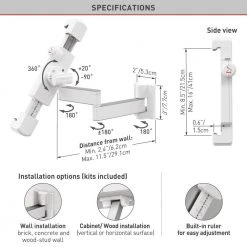 Barkan 7 in. - 14 in. Full Motion 4-Movement Tablet Mount for Wall and Cabinet Black Firm Tablet Clamp Very Low Profile by Barkan a Better Point of View -Electro Gear Shop black barkan a better point of view tablets accessories t72 c3 1000