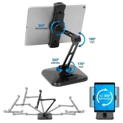 Full Motion iPad Counter and Wall Mount for 4.7 in. to 12.9 in. Screens by mount-it! -Electro Gear Shop black mount it tablets accessories mi 3789 1f 1000