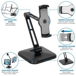 Full Motion iPad Counter and Wall Mount for 4.7 in. to 12.9 in. Screens by mount-it! -Electro Gear Shop black mount it tablets accessories mi 3789 44 1000