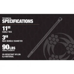 11 in. Mountable Cable Tie with 90 lbs. Tensile Strength, Black (100-Pack) by Southwire -Electro Gear Shop black southwire cable zip ties 58298640 77 1000