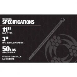 11 in. Mountable Cable Tie with 50 lbs. Tensile Strength, Black (15-Pack) by Southwire -Electro Gear Shop black southwire cable zip ties 58298940 77 1000