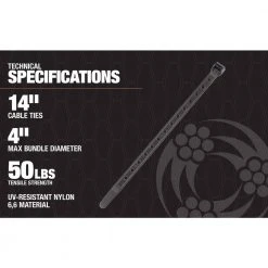 14 in. Mountable Cable Tie with 50 lbs. Tensile Strength, Black (15-Pack) by Southwire -Electro Gear Shop black southwire cable zip ties 58299040 77 1000