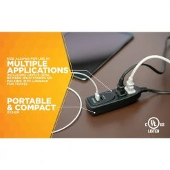 4 ft. 2-Outlet Desktop Surge Protector and USB Charger Extension Cord by Southwire -Electro Gear Shop black southwire surge protectors 41225 1f 1000