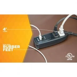 4 ft. 2-Outlet Desktop Surge Protector and USB Charger Extension Cord by Southwire -Electro Gear Shop black southwire surge protectors 41225 44 1000