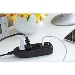 4 ft. 2-Outlet Desktop Surge Protector and USB Charger Extension Cord by Southwire -Electro Gear Shop black southwire surge protectors 41225 a0 1000