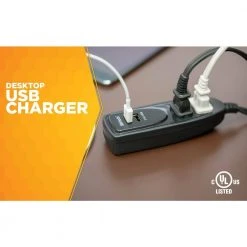 4 ft. 2-Outlet Desktop Surge Protector and USB Charger Extension Cord by Southwire -Electro Gear Shop black southwire surge protectors 41225 c3 1000