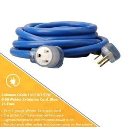 25 ft. 8/3 STW 6-50 Heavy-Duty Welder Power Extension Cord by Southwire -Electro Gear Shop blue southwire general purpose cords 19178806 1f 1000