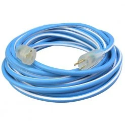 100 ft. 12/3 SJEOW Polar/Solar Supreme Cold Weather Extension Cord with Lighted End, Blue/White by Southwire