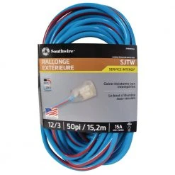 50 ft. 12/3 SJTW Hi-Visbility Multi-Color Outdoor Heavy-Duty Extension Cord with Power Light Plug by Southwire