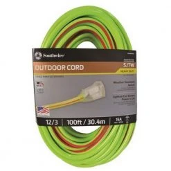 100 ft. 12/3 SJTW Hi-Visbility Multi-Color Outdoor Heavy-Duty Extension Cord with Power Light Plug by Southwire