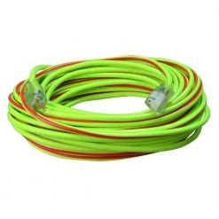 100 ft. 12/3 SJTW Hi-Visbility Multi-Color Outdoor Heavy-Duty Extension Cord with Power Light Plug by Southwire -Electro Gear Shop lime green red southwire general purpose cords 2549sw0054 c3 1000
