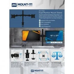 13 in. to 27 in. Full Motion Dual Monitor Desk Mount for Screens by mount-it! 11 13 in. to 27 in. Full Motion Dual Monitor Desk Mount for Screens by mount-it! -Electro Gear Shop mount it computer laptop accessories mi 1752 fa 1000