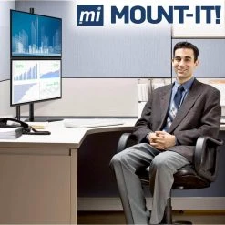 Vertical Dual Monitor Stand Adapter for Screens up to 32 in. Black by mount-it! -Electro Gear Shop mount it computer laptop accessories mi 1758 31 1000