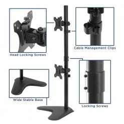 Vertical Dual Monitor Stand Adapter for Screens up to 32 in. Black by mount-it! -Electro Gear Shop mount it computer laptop accessories mi 1758 4f 1000