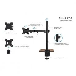 Single Monitor Desk Mount for Screens 13 in. to 32 in. by mount-it! -Electro Gear Shop mount it computer laptop accessories mi 2751 1f 1000