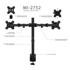 13 in. to 27 in. Screen Size Full Motion Dual Monitor Desk Mount by mount-it! 14 13 in. to 27 in. Screen Size Full Motion Dual Monitor Desk Mount by mount-it! -Electro Gear Shop mount it computer laptop accessories mi 2752 fa 1000