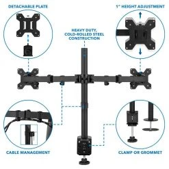 Full Motion Dual Monitor Desk Mount Fits 32 in. Monitors by mount-it! -Electro Gear Shop mount it computer laptop accessories mi 2752l 44 1000