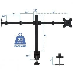 Full Motion Dual Monitor Desk Mount Fits 32 in. Monitors by mount-it! -Electro Gear Shop mount it computer laptop accessories mi 2752l 76 1000