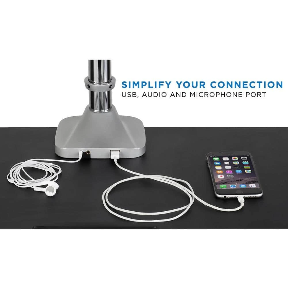 32 in. Triple Monitor Desk Mount with USB and Audio Ports Up to Screens by mount-it! 4 32 in. Triple Monitor Desk Mount with USB and Audio Ports Up to Screens by mount-it! - Image 4