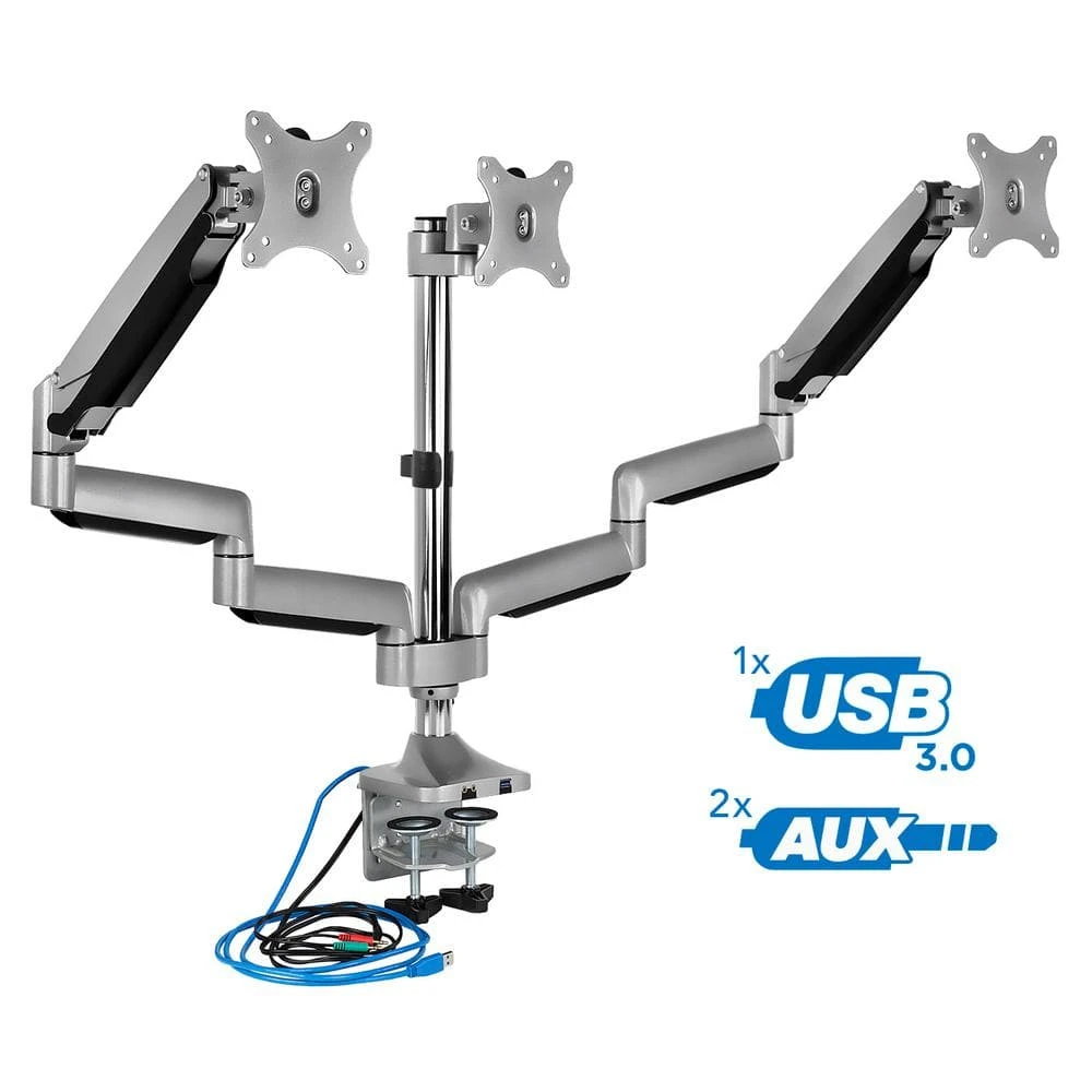32 in. Triple Monitor Desk Mount with USB and Audio Ports Up to Screens by mount-it! 5 32 in. Triple Monitor Desk Mount with USB and Audio Ports Up to Screens by mount-it! - Image 5
