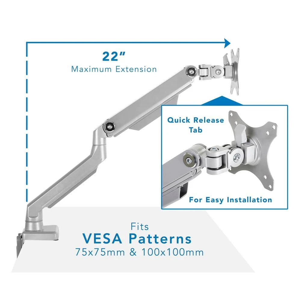 Single Monitor Desk Mount for Screens up to 32 in. Adapter Silver by mount-it! 3 Single Monitor Desk Mount for Screens up to 32 in. Adapter Silver by mount-it! - Image 3