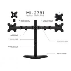 Dual Monitor Desk Stand for 13 in. to 32 in. Monitors by mount-it! 15 Dual Monitor Desk Stand for 13 in. to 32 in. Monitors by mount-it! -Electro Gear Shop mount it computer laptop accessories mi 2781 fa 1000