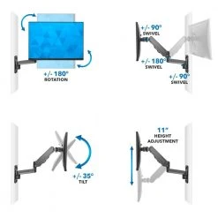Height Adjustable Single Monitor Wall Mount Adapter Screens Up to 32 in. by mount-it! -Electro Gear Shop mount it computer laptop accessories mi 3753b 1f 1000