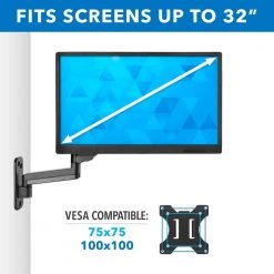 Height Adjustable Single Monitor Wall Mount Adapter Screens Up to 32 in. by mount-it! -Electro Gear Shop mount it computer laptop accessories mi 3753b 4f 1000