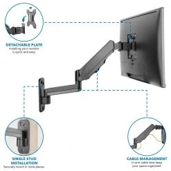 Height Adjustable Single Monitor Wall Mount Adapter Screens Up to 32 in. by mount-it! -Electro Gear Shop mount it computer laptop accessories mi 3753b fa 1000